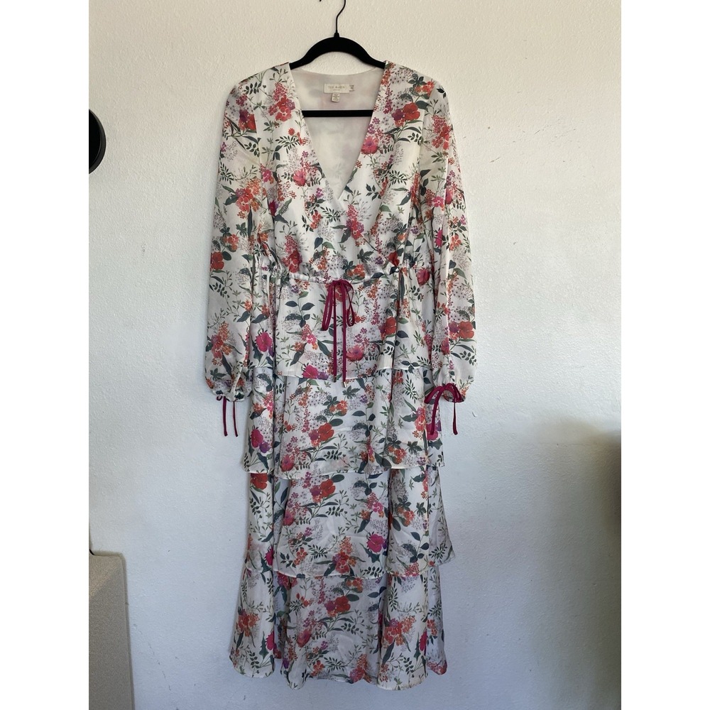 Ted Baker Millii Tiered Floral Maxi Dress Size 6 Spring